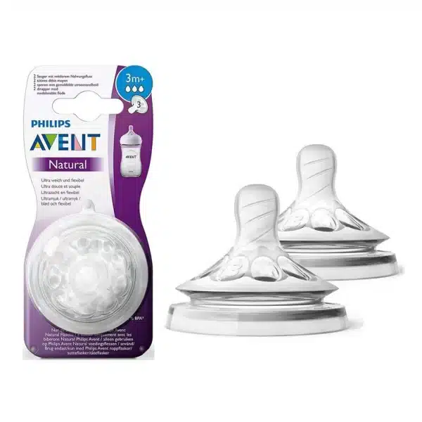 سر شیشه نچرال +3 ماه فیلیپس اونت Philips Avent جریان متوسط بسته دو عددی