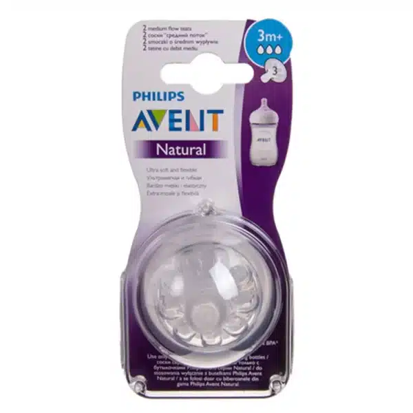 سر شیشه نچرال +3 ماه فیلیپس اونت Philips Avent جریان متوسط بسته دو عددی - Image 3