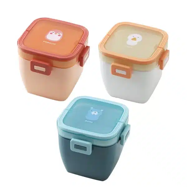 ظرف غذا همراه چنگال 800 میل طرح دار لانچ باکس LUNCH BOX